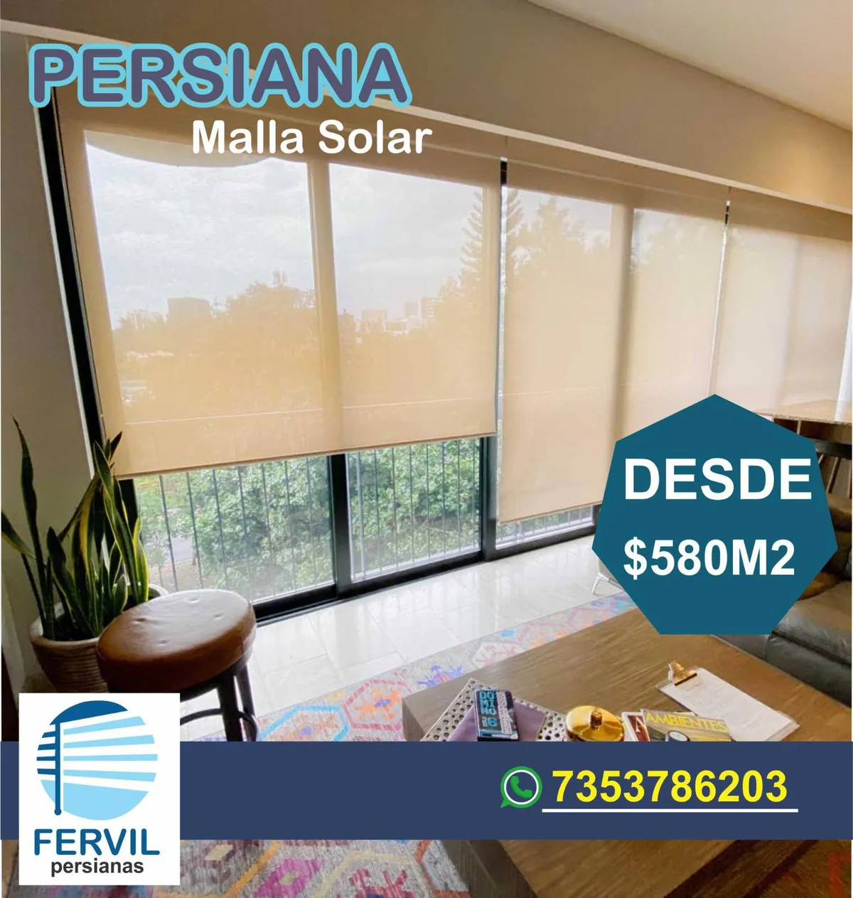 Persianas de malla solar en sala