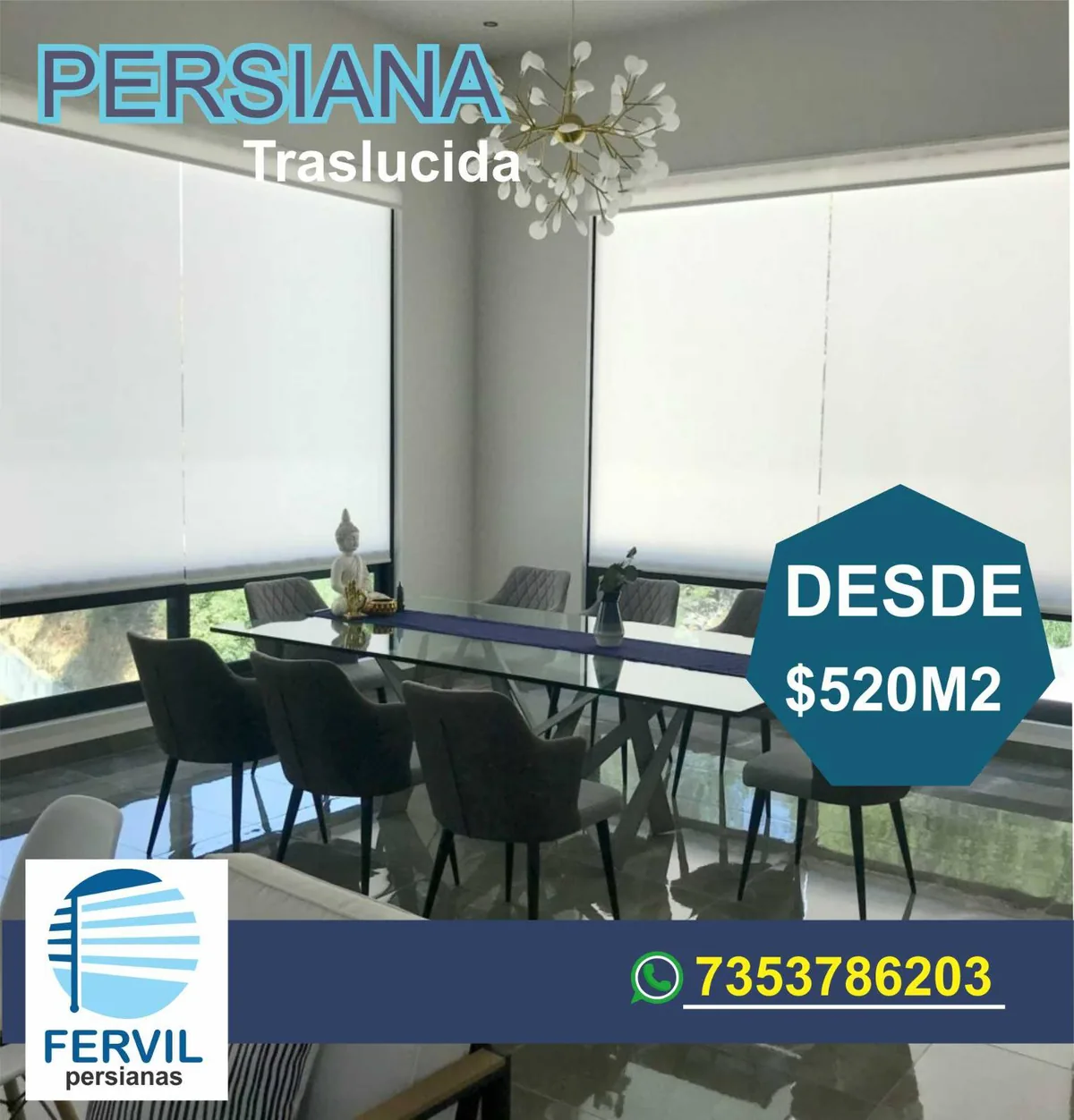 Persianas traslúcidas en comedor